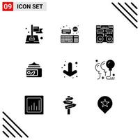 pictogram reeks van 9 gemakkelijk solide glyphs van groen room toetsenbord muziek- dek bewerkbare vector ontwerp elementen