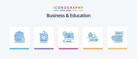 bedrijf en onderwijs blauw 5 icoon pak inclusief Verzenden. levering. garantie. instelling. seo. creatief pictogrammen ontwerp vector