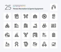 geschiktheid recreatie en sport- uitrusting 25 lijn icoon pak inclusief Sportschool. tas. shaker. machine. geschiktheid vector