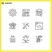 9 gebruiker koppel schets pak van modern tekens en symbolen van codering druppelaar kaart kleur sampler toon bewerkbare vector ontwerp elementen