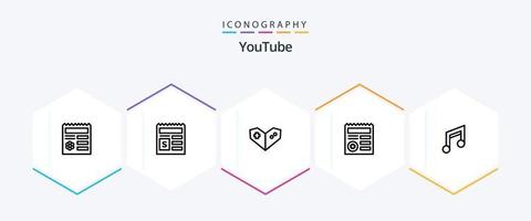 youtube 25 lijn icoon pak inclusief ontwerp. app. gamepad. medisch. document vector