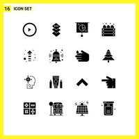 pictogram reeks van 16 gemakkelijk solide glyphs van omhoog pijl afzet landbouw appels bewerkbare vector ontwerp elementen