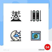 4 creatief pictogrammen modern tekens en symbolen van antenne maan toren lucht sterren bewerkbare vector ontwerp elementen