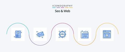 seo en web blauw 5 icoon pak inclusief seo. het dossier. web. gebruiker. gebruiker vector