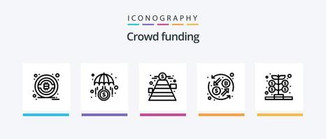 crowdfunding lijn 5 icoon pak inclusief garantie. overeenkomst. grafiek. geld. groei. creatief pictogrammen ontwerp vector