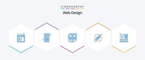 web ontwerp 25 blauw icoon pak inclusief web. ontwerp. browser. url. keten vector