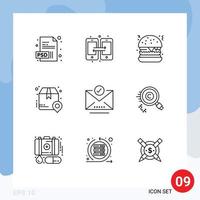 9 creatief pictogrammen modern tekens en symbolen van brief controleren Mark snel voedsel Verzending pakket bewerkbare vector ontwerp elementen