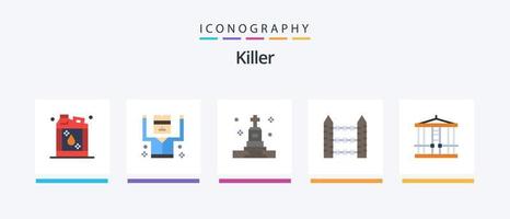 moordenaar vlak 5 icoon pak inclusief onthoofden. signalering. dood. veiligheid. prikkeldraad. creatief pictogrammen ontwerp vector