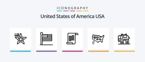 Verenigde Staten van Amerika lijn 5 icoon pak inclusief Verenigde Staten van Amerika. ring. thee. bal. partij decoratie. creatief pictogrammen ontwerp vector