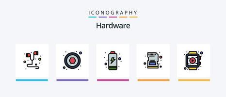 hardware lijn gevulde 5 icoon pak inclusief . microchip. muis. hardware. schroef. creatief pictogrammen ontwerp vector