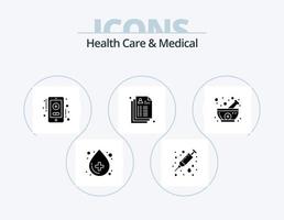 Gezondheid zorg en medisch glyph icoon pak 5 icoon ontwerp. geneesmiddel. schaal. Gezondheid zorg. dossier. Gezondheid vector