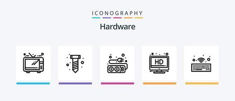 hardware lijn 5 icoon pak inclusief . dossier. microchip. chippen. creatief pictogrammen ontwerp vector