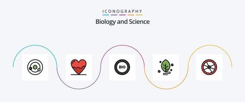 biologie lijn gevulde vlak 5 icoon pak inclusief wetenschap. laboratorium. geneesmiddel. biologie. energie vector