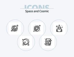 ruimte lijn icoon pak 5 icoon ontwerp. media. ruimte. planeet. planeet. zon vector