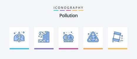 verontreiniging blauw 5 icoon pak inclusief . afval. tank. omgeving. afval. creatief pictogrammen ontwerp vector
