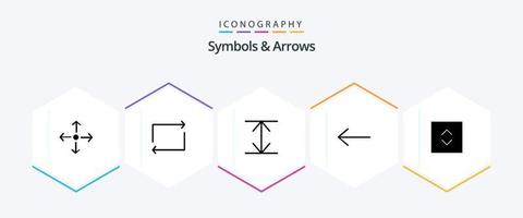 symbolen en pijlen 25 glyph icoon pak inclusief . pijl. plein vector