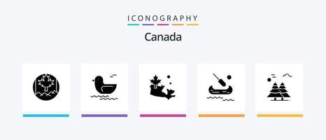 Canada glyph 5 icoon pak inclusief . pijnboom bomen. blad. Canada. alpine. creatief pictogrammen ontwerp vector