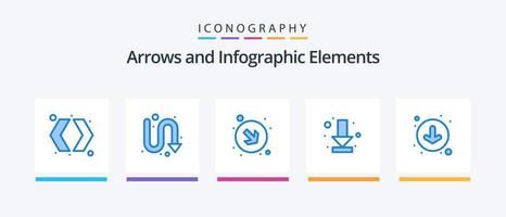 pijl blauw 5 icoon pak inclusief omlaag. pijlen. pijl. vol. pijl. creatief pictogrammen ontwerp vector