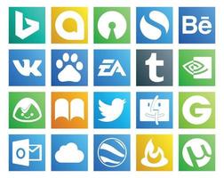 20 sociaal media icoon pak inclusief groep tweet ea twitter basiskamp vector