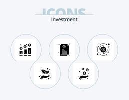 investering glyph icoon pak 5 icoon ontwerp. verwerken. dollar. toenemen. deel. credit vector