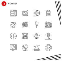 schets pak van 16 universeel symbolen van geld bedrijf kijk maar kosten boodschappen doen bewerkbare vector ontwerp elementen