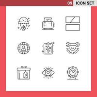 schets pak van 9 universeel symbolen van productie manager tosti apparaat bedrijf lay-out bewerkbare vector ontwerp elementen