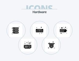 hardware glyph icoon pak 5 icoon ontwerp. energie. opladen. server. accu. haven vector