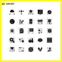 reeks van 25 modern ui pictogrammen symbolen tekens voor computer multimedia vermogens media mensen bewerkbare vector ontwerp elementen