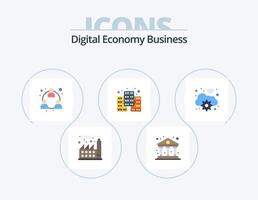digitaal economie bedrijf vlak icoon pak 5 icoon ontwerp. digitaal. versnelling. marketing. wolk. economie vector