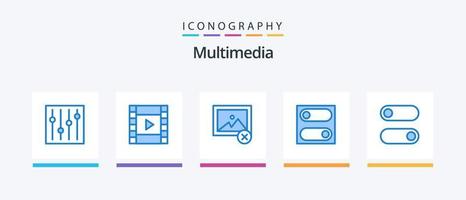 multimedia blauw 5 icoon pak inclusief . foto. schakelaar. controle. creatief pictogrammen ontwerp vector