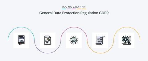 gdpr lijn gevulde vlak 5 icoon pak inclusief algemeen gegevens bescherming. het formulier. gdpr. toestemming. privacy vector