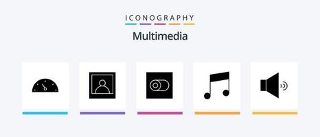 multimedia glyph 5 icoon pak inclusief . sleutel. spreker. creatief pictogrammen ontwerp vector