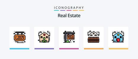 echt landgoed lijn gevulde 5 icoon pak inclusief echt landgoed. huis. korting. echt landgoed. bouw. creatief pictogrammen ontwerp vector