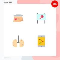 vlak icoon pak van 4 universeel symbolen van kalender ademen bruiloft bericht gezondheidszorg bewerkbare vector ontwerp elementen