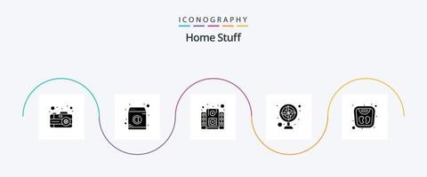 huis dingen glyph 5 icoon pak inclusief beheer. elektrisch. muziek. fan. toestel vector