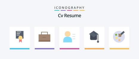 CV hervat vlak 5 icoon pak inclusief . onderwijs. persoon. tekening. diploma uitreiking hoed. creatief pictogrammen ontwerp vector