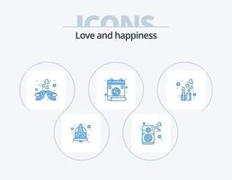 liefde blauw icoon pak 5 icoon ontwerp. kunstmatig. gedicht. kussen. liefde. romantisch vector