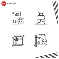 pak van 4 creatief gevulde lijn vlak kleuren van ontwikkelen geschenk beheer wetenschap chemie bewerkbare vector ontwerp elementen