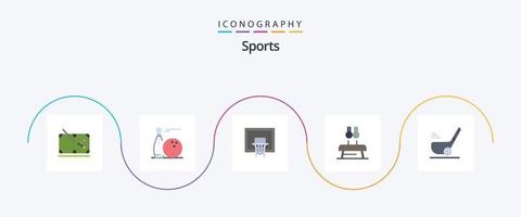 sport- vlak 5 icoon pak inclusief gymnastiek. oefening. Speel. netto. rechtbank vector
