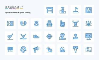 25 sport- attributen en sport- opleiding blauw icoon pak vector