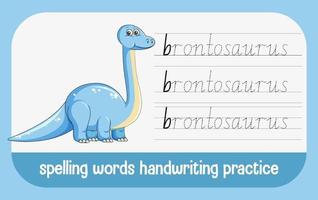 spelling woorden dinosaurus handschrift oefenblad vector