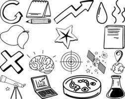 set item en symbool hand getrokken doodle vector