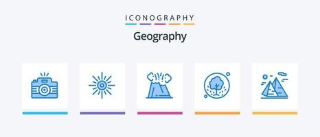 geo- grafisch blauw 5 icoon pak inclusief fabriek. boom. helderheid. ramp. vulkaan. creatief pictogrammen ontwerp vector