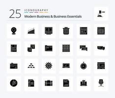 modern bedrijf en bedrijf essentials 25 solide glyph icoon pak inclusief lade. kastje. analyse. statistieken. diagram vector