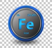 ijzer scheikundig element. chemisch symbool met atoomnummer en atoommassa. vector