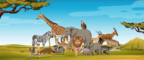 groep wilde Afrikaanse dieren in de bosscène