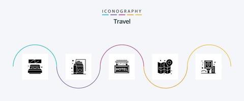 reizen glyph 5 icoon pak inclusief stad. navigeren. hotel. markering. stad vector