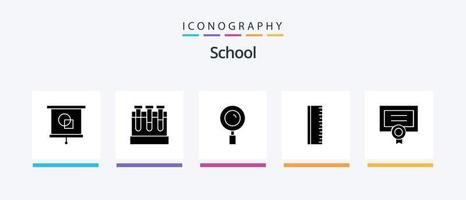 school- glyph 5 icoon pak inclusief rang. prijs. vind. school. onderwijs. creatief pictogrammen ontwerp vector