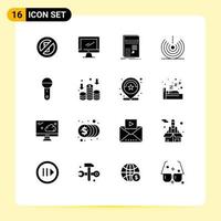 modern reeks van 16 solide glyphs pictogram van signaal apparaten pc lucht verslag doen van bewerkbare vector ontwerp elementen