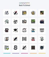 creatief terug naar school- 25 lijn gevulde icoon pak zo net zo onderwijs. terug naar school. terug naar school. klok. terug naar school- vector